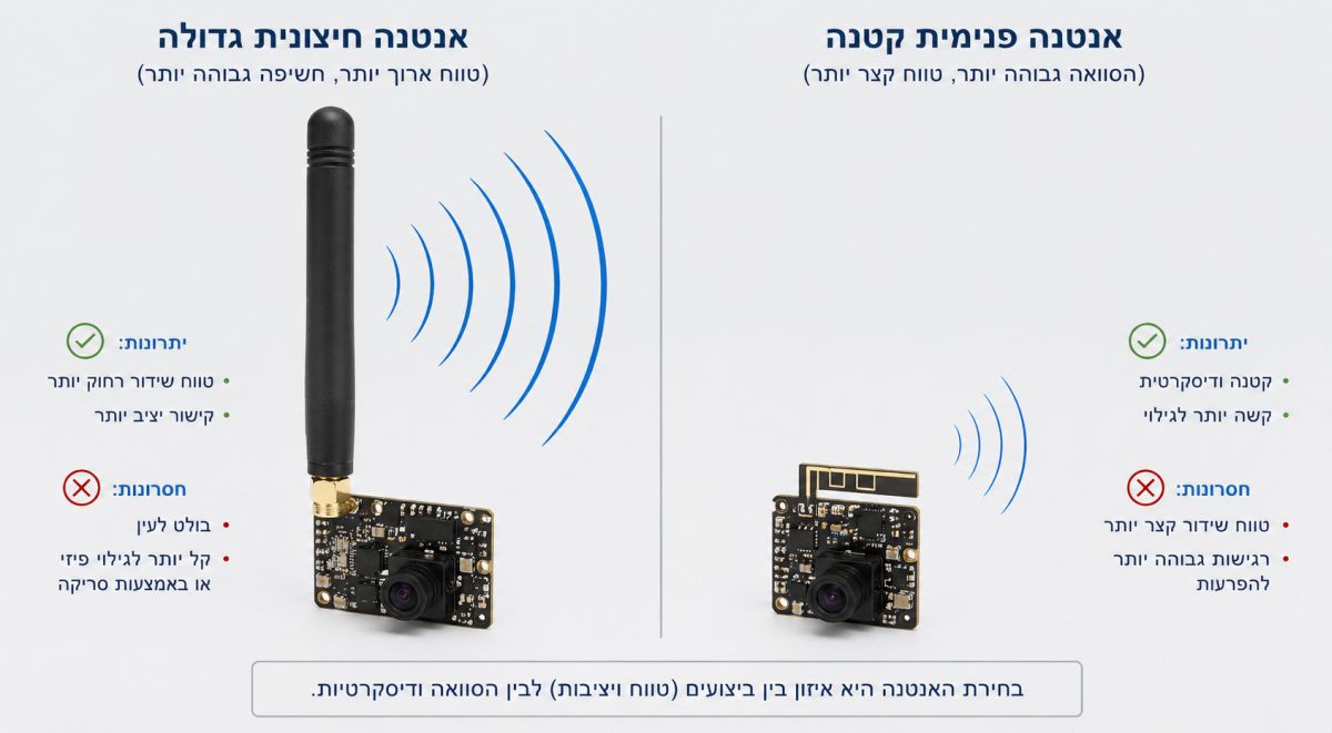השוואה בין אנטנות מצלמות נסתרות