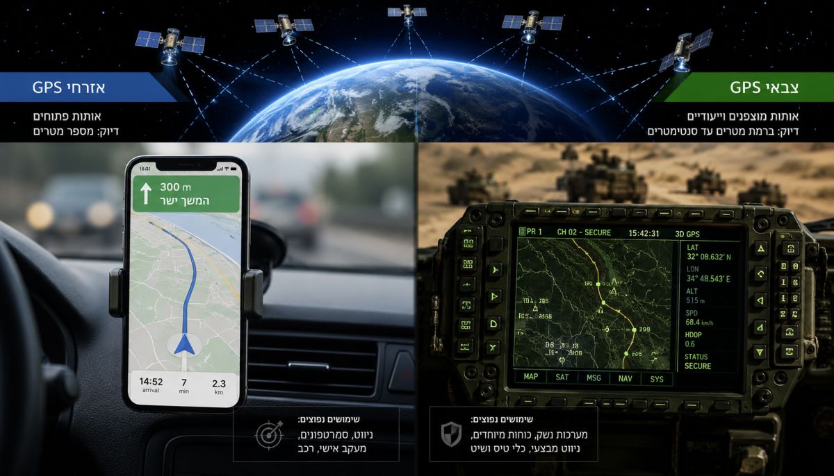 gps צבאי לעומת GPS אזרחי