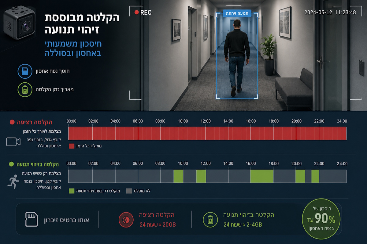 הקלטה עם חיישנים לזיהוי תנועה