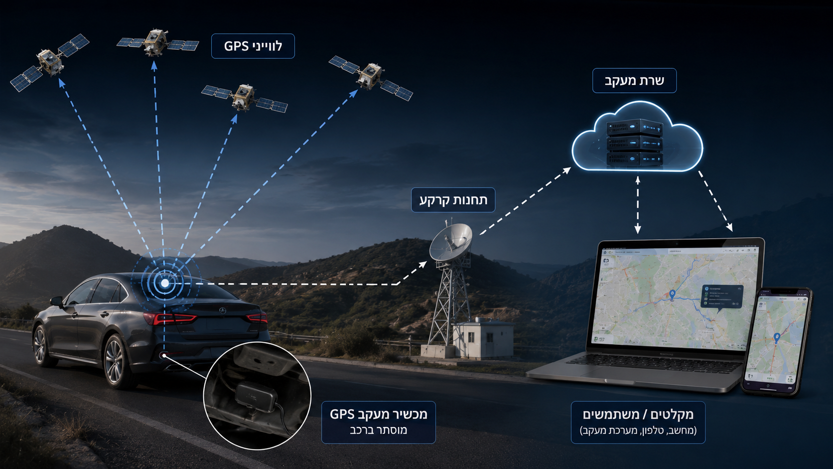 מעקב GPS לרכב בתנאי שדה
