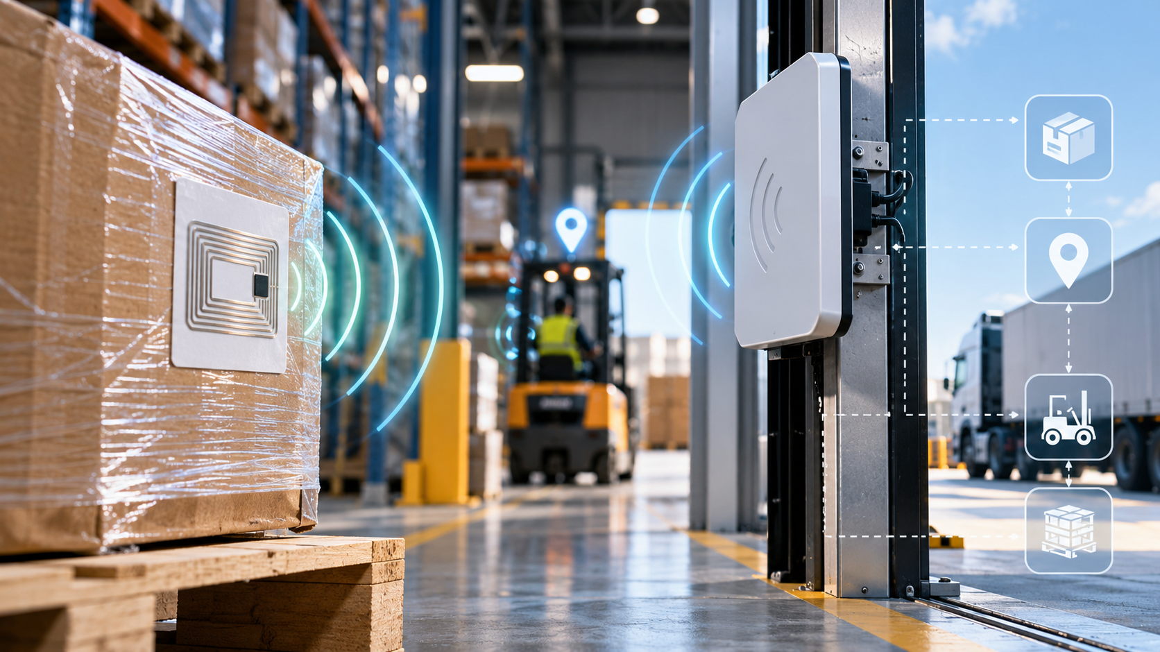 מעקב RFID חכם במחסן לוגיסטי